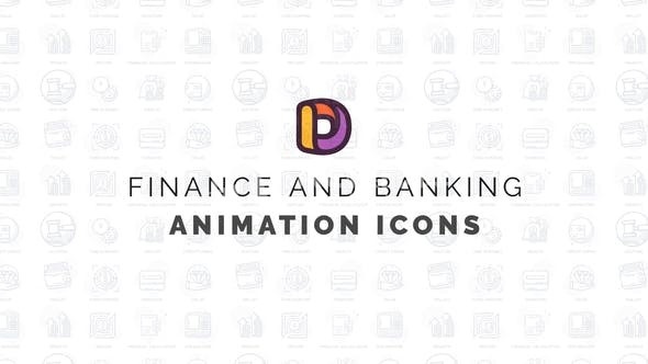 金融银行图标动态演绎AE模板