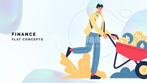 金融信息扁平化MG动画演绎AE模板