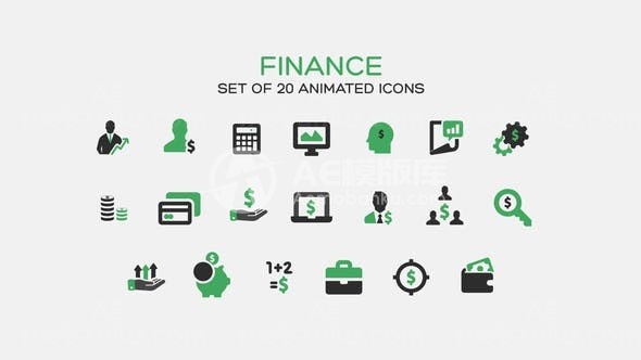 金融图标集动态演绎AE模板