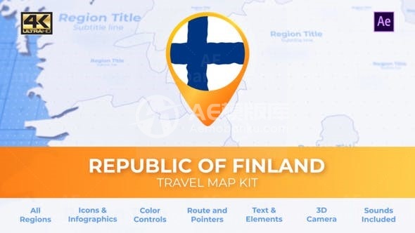 地图连接旅游介绍动态演绎AE模板