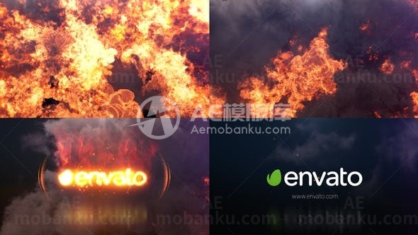 剧烈燃烧的火焰切换Logo演绎AE模板