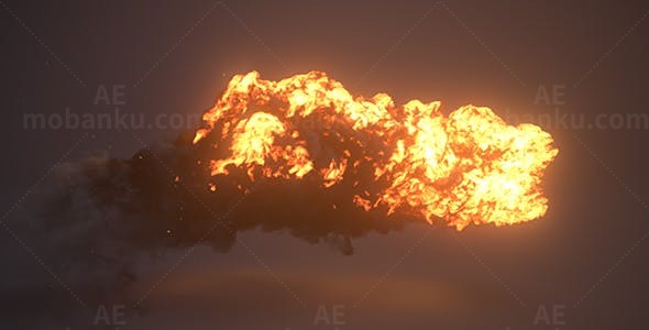 爆炸式火焰黑烟风暴标志演绎AE模板