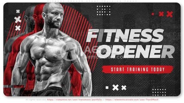 健身体育运动图片视频展示AE模板