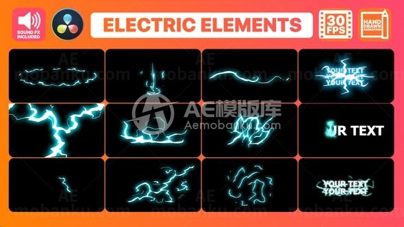 闪电特效标题切换AE模板