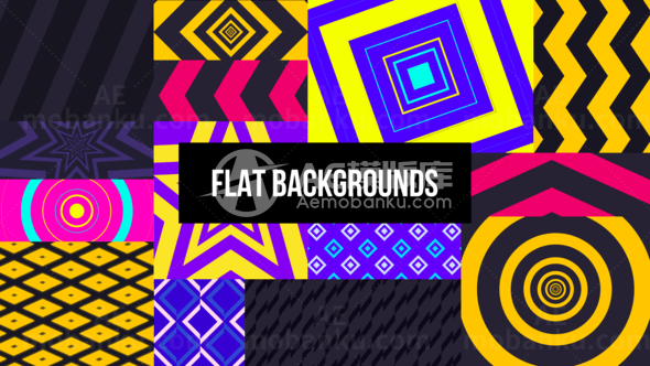 炫彩平面构成背景演绎AE模板