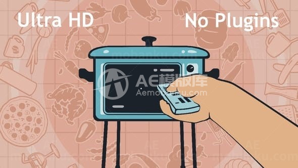 卡通风格MG动画演绎美食AE模板