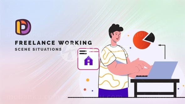 卡通风格自由职业者MG动画AE模板