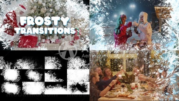 冰花过渡圣诞图片视频展示AE模板
