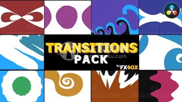 二维卡通转场过渡效果AE模板