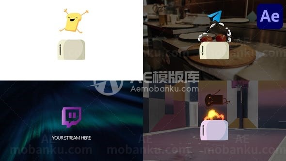 面包机演绎企业标志AE模板