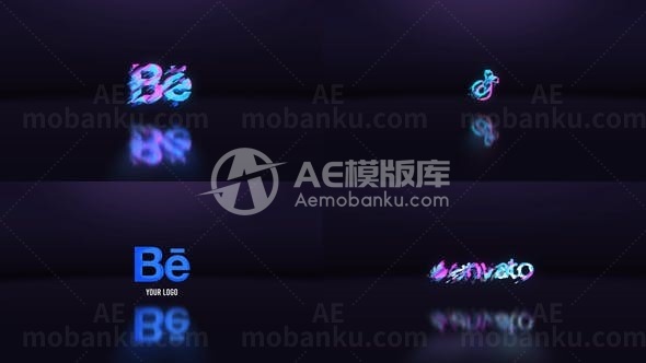 数字失真效果标志演绎AE模板