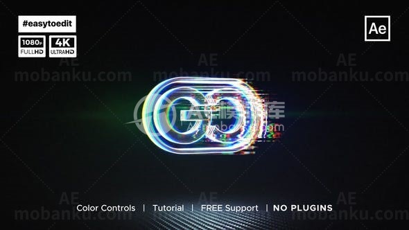 故障数字失真效果标志演绎AE模板