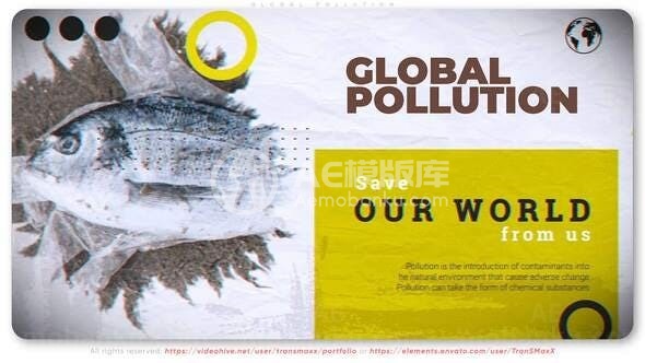 全球污染图片视频展示AE模板