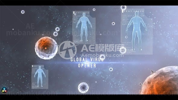 粒子效果三维病毒动态演绎AE模板