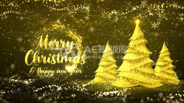 金色圣诞树粒子演绎AE模板
