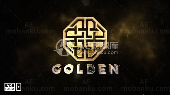 金色标志动态演绎AE模板