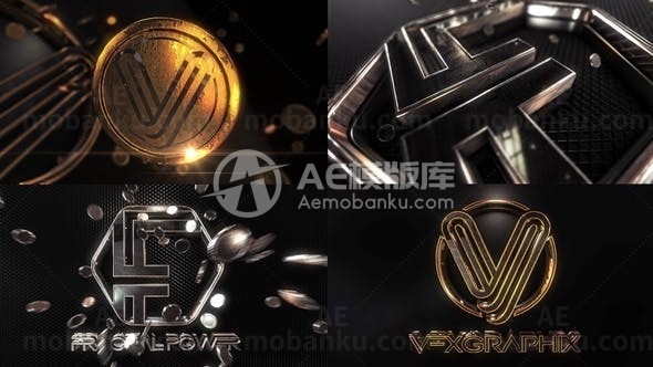 金银币标志动态演绎AE模板