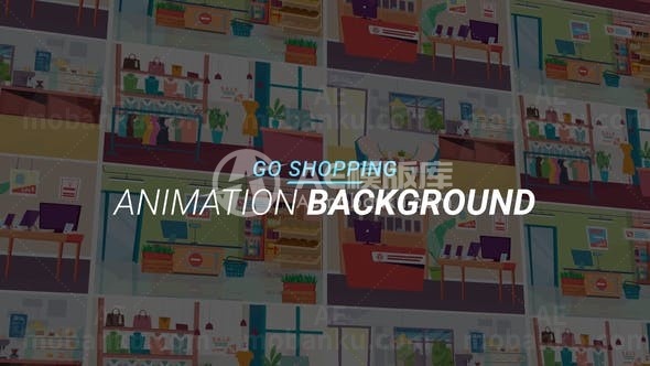 卡通风格购物场景演绎AE模板