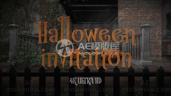 三维动画万圣节派对邀请函展示AE模板