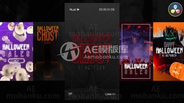 万圣节恐怖元素标题展示AE模板