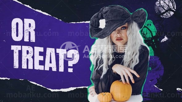 万圣节拼贴画动态演绎AE模板