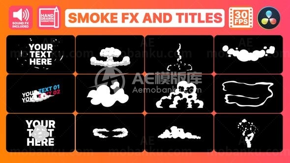 手绘烟雾效果标题过渡演绎AE模板