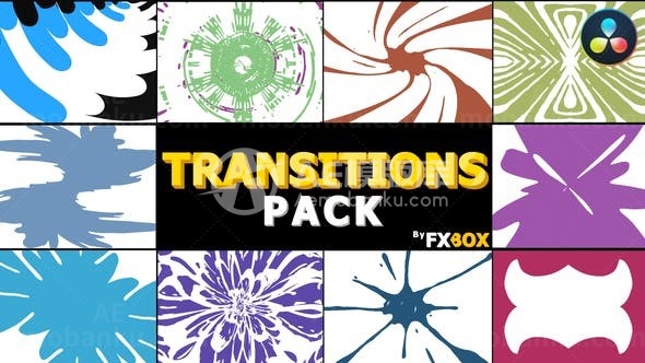 手绘墨水转场过渡集合AE模板