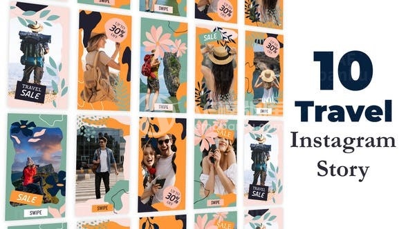 旅行图片视频卡片展示AE模板