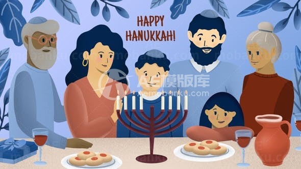 卡通风格光明节问候演绎AE模板