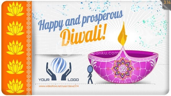 卡通风格庆祝排灯节演绎AE模板