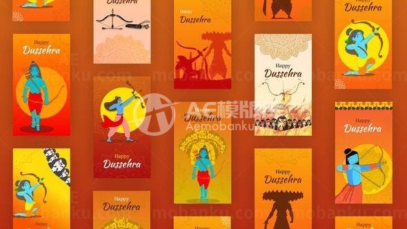 快乐排灯节卡片形式展示AE模板