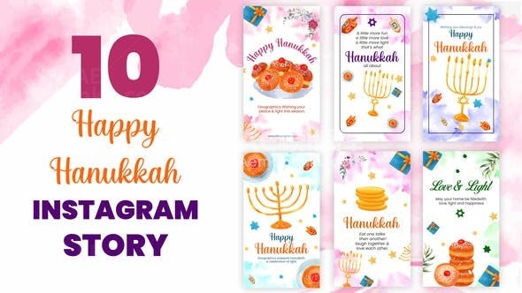 光明节快乐卡片形式展示AE模板