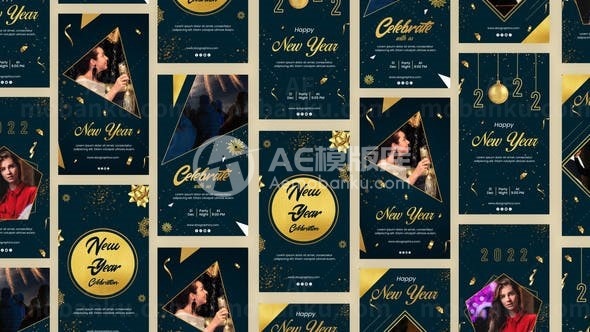 庆祝新年和圣诞图片展示AE模板