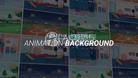 卡通风格健康生活方式展示AE模板