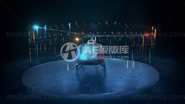 直升机旋转标志演绎AE模板