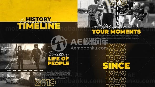 时间线排列历史纪录片展示AE模板