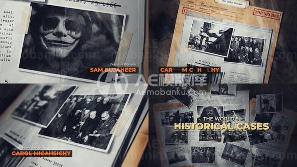 历史机密事件图片展示AE模板