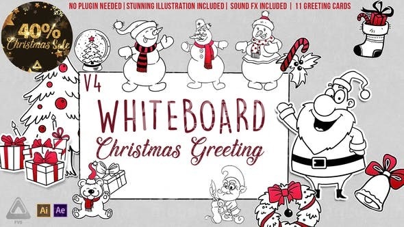 手绘动画节日问候集合AE模板