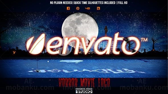 万圣节恐怖电影标志演绎AE模板