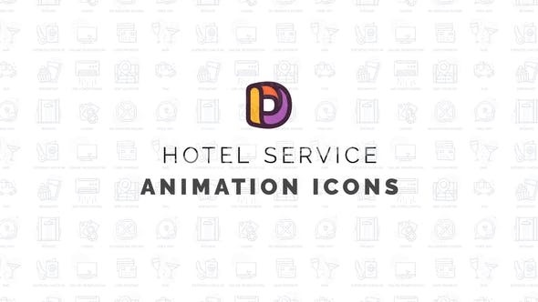 酒店服务图标集动画AE模板