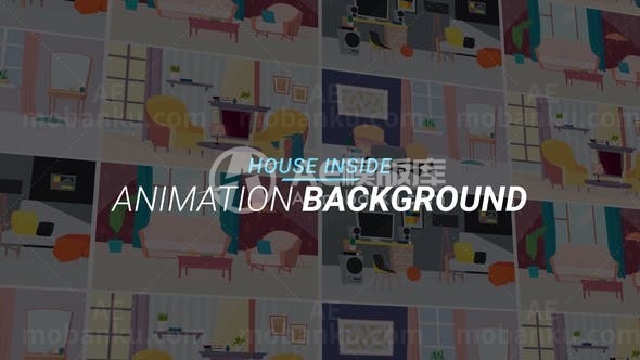 卡通风格房屋内部图MG动画演绎AE模板