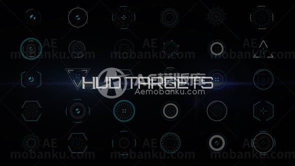 抬头显示器图标元素动态演绎AE模板