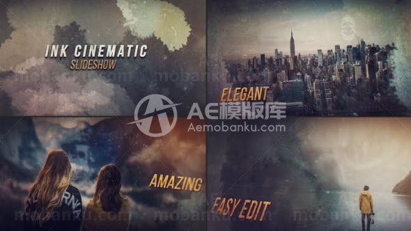 水墨风格电影幻灯片展示AE模板