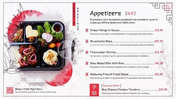 日本餐厅菜单动态展示AE模板