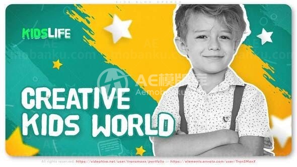 儿童博客宣传图片展示AE模板