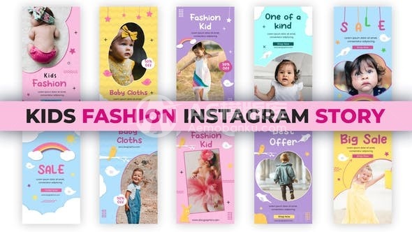 Instagram儿童时尚展示AE模板