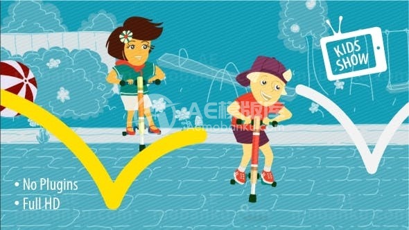 卡通风格儿童节日欢庆AE模板