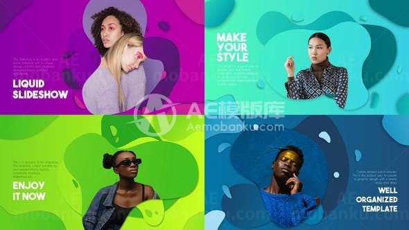 液体幻灯片动态展示AE模板