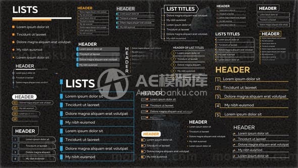 列表标题动态演绎AE模板