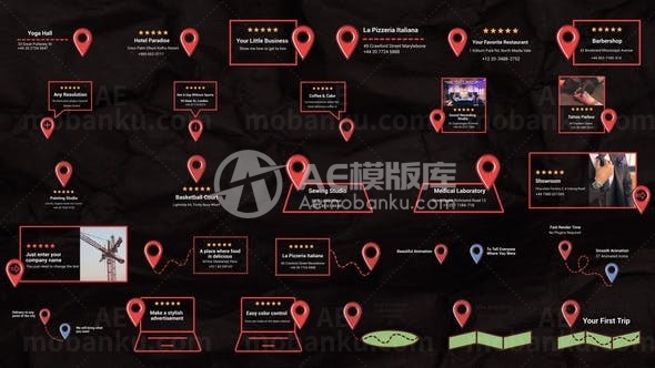 位置图表动态演绎AE模板